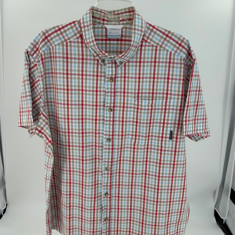 Columbia Mens Plaid Short Sleeve Button Down Shirt XL AM9132 Regular Fit - Picture 2 of 9